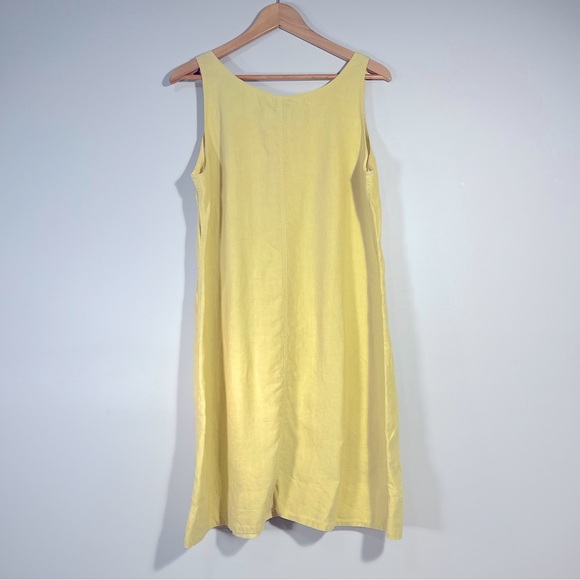 Eileen Fisher Linen Tank Dress Yellow Size Petite Large - Picture 4 of 8